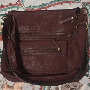 Bueno Burgundy Shoulder Bag with Gold Accents